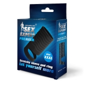 Черная открытая насадка на пенис с кольцом для мошонки XXXL-size - 9,9 см. - Sex Expert - в Орске купить с доставкой