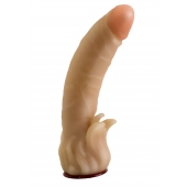 Телесная гелевая насадка-фаллос с клиторальными лепестками - 18,5 см. - LOVETOY (А-Полимер) - купить с доставкой в Орске
