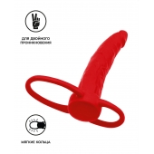 Красная насадка на пенис для двойного проникновения Black Red - 16,5 см. - ToyFa - купить с доставкой в Орске