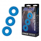 Комплект из трех голубых колец для эрекции 3-Pack Ultra-Stim Stretch Cock Rings - BlueLine - в Орске купить с доставкой