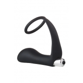 Черное эрекционное кольцо с вибропробкой Vibrating Anal Plug With Cockring - Dream Toys - в Орске купить с доставкой
