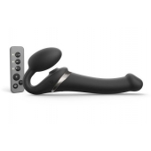 Черный безремневой страпон Multi Orgasm Size M с клиторальной стимуляцией - Strap-on-me - купить с доставкой в Орске