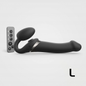 Черный безремневой страпон Multi Orgasm Size L с клиторальной стимуляцией - Strap-on-me - купить с доставкой в Орске