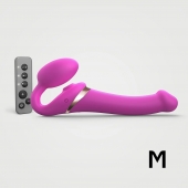 Ярко-розовый безремневой страпон Multi Orgasm Size M с клиторальной стимуляцией - Strap-on-me - купить с доставкой в Орске