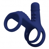Синяя вибронасадка на пенис Vibrating Penis Sling - Baile - в Орске купить с доставкой