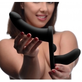 Черный вибрострапон Double Take 10X Double Penetration Vibrating Strap-on Harness - XR Brands - купить с доставкой в Орске