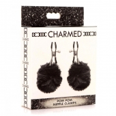 Зажимы для сосков с черным помпонами Pom Pom Nipple Clamps - XR Brands - купить с доставкой в Орске