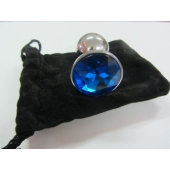 Анальное украшение BUTT PLUG  Small с синим кристаллом - 7 см. - Anal Jewelry Plug - купить с доставкой в Орске Анальное украшение BUTT PLUG  Small с синим кристаллом - 7 см. - Anal Jewelry Plug - купить с доставкой в Орске