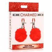 Красные зажимы на соски с помпонами Pom Pom - XR Brands - купить с доставкой в Орске