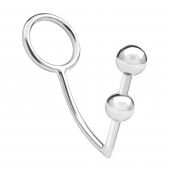 Кольцо на пенис с анальным стимулятором Two Bead Stainless Steel Anal Hook   Cock Ring - BlueLine - в Орске купить с доставкой