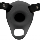 Черный полый страпон с вибрацией 2’’ Erection 28X Smooth Vibrating Silicone Penis Sheath - XR Brands - купить с доставкой в Орске