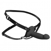 Черный полый страпон с вибрацией 2’’ Erection 28X Smooth Vibrating Silicone Penis Sheath - XR Brands - купить с доставкой в Орске
