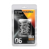 Прозрачная насадка с объёмными чёрточками STAY HARD COCK SLEEVE 06 CLEAR - Blush Novelties - в Орске купить с доставкой