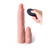 Телесная вибронасадка на член 3  Vibrating Mega X-tension with Remote - 22,9 см. - Pipedream - в Орске купить с доставкой