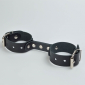 Черные кожаные наручники-фиксатор - Sitabella - купить с доставкой в Орске