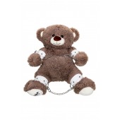 Бондажный набор: бурый мишка с белыми оковами и наручниками - Pecado - купить с доставкой в Орске