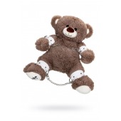 Бондажный набор: бурый мишка с белыми оковами и наручниками - Pecado - купить с доставкой в Орске