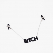 Зажимы на соски с кожаной подвеской Bitch - Crazy Handmade - купить с доставкой в Орске