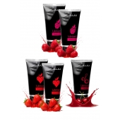 Набор из 5 съедобных лубрикантов JUJU (клубника х 2, малина х 2, вишня) - JuJu - купить с доставкой в Орске