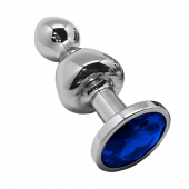 Серебристая анальная втулка Wooomy Lollypop Size S с синим кристаллом - Adrien Lastic в Орске Серебристая анальная втулка Wooomy Lollypop Size S с синим кристаллом - Adrien Lastic