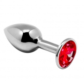 Серебристая анальная втулка Mini Metal Butt Plug Size M с красным кристаллом - Adrien Lastic в Орске Серебристая анальная втулка Mini Metal Butt Plug Size M с красным кристаллом - Adrien Lastic