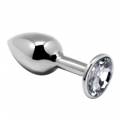 Серебристая анальная втулка с прозрачным кристаллом Mini Metal Butt Plug Size L - 9 см. - Adrien Lastic в Орске Серебристая анальная втулка с прозрачным кристаллом Mini Metal Butt Plug Size L - 9 см. - Adrien Lastic