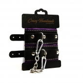 Черно-фиолетовые скругленные наручники с мягкой подкладкой - Crazy Handmade - купить с доставкой в Орске Черно-фиолетовые скругленные наручники с мягкой подкладкой - Crazy Handmade - купить с доставкой в Орске