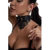 Фигурный чокер с узорами и золотистой фурнитурой - Crazy Handmade - купить с доставкой в Орске Фигурный чокер с узорами и золотистой фурнитурой - Crazy Handmade - купить с доставкой в Орске