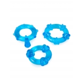 Набор из 3 синих эрекционных колец с различным рельефом - Erowoman-Eroman - в Орске купить с доставкой
