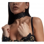 Черный ажурный чокер с золотистой фурнитурой - Crazy Handmade - купить с доставкой в Орске