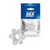 Прозрачное эрекционное кольцо с 6 стимулирующими шариками - Sex Expert - в Орске купить с доставкой
