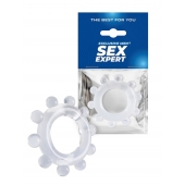 Прозрачное эрекционное кольцо со стимулирующими шариками - Sex Expert - в Орске купить с доставкой