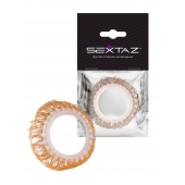 Эрекционное кольцо с бежевыми «ресничками» - Sextaz - в Орске купить с доставкой