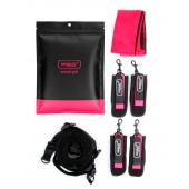 Черно-розовый эротический набор: фиксатор, оковы, наручники, повязка - Erokay - купить с доставкой в Орске