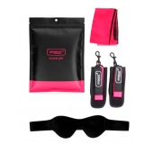 Черно-розовый эротический набор: маска, наручники и повязка - Erokay - купить с доставкой в Орске