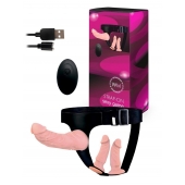 Женский страпон с 3 насадками и вибрацией - Erowoman-Eroman - купить с доставкой в Орске