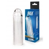 Прозрачная закрытая насадка на пенис с ребрышками - 16 см. - Sex Expert - в Орске купить с доставкой