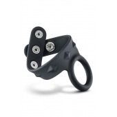 Черное эрекционное кольцо с подхватом мошонки на кнопках VS6 - Blush Novelties - в Орске купить с доставкой