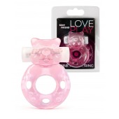 Розовое эрекционное виброкольцо в форме мишки - 1137 - в Орске купить с доставкой