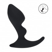 Черная анальная пробка для массажа простаты Double Ripple Silicone Prostate Massager - Shots Media BV - в Орске купить с доставкой