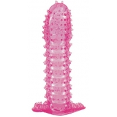Гелевая розовая насадка с шипами - 12 см. - Toyfa Basic - в Орске купить с доставкой