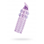 Гелевая фиолетовая насадка с шариками, шипами и усиком - 11 см. - Toyfa Basic - в Орске купить с доставкой