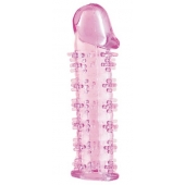 Гелевая розовая насадка на фаллос с шипами - 12 см. - Toyfa Basic - в Орске купить с доставкой