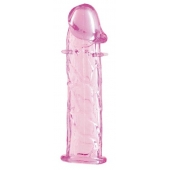 Гладкая розовая насадка с усиками под головкой - 12,5 см. - Toyfa Basic - в Орске купить с доставкой