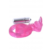 Розовая вибронасадка со стимулятор клитора   Язычок - Toyfa Basic - в Орске купить с доставкой