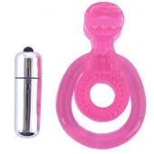 Розовая вибронасадка со стимулятор клитора   Язычок - Toyfa Basic - в Орске купить с доставкой