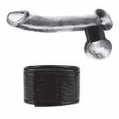 Чёрная утяжка на мошонку 1  Velcro Ball Stretcher - BlueLine - купить с доставкой в Орске