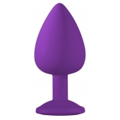 Большая фиолетовая анальная пробка Emotions Cutie Large с голубым кристаллом - 10 см. - Lola Games - купить с доставкой в Орске