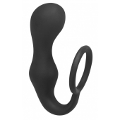 Чёрное эрекционное кольцо с анальной пробкой Double Pleasure Anal Plug - Lola Games - в Орске купить с доставкой