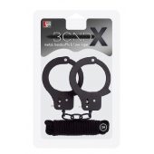 Чёрные наручники из листового металла в комплекте с веревкой BONDX METAL CUFFS LOVE ROPE SET - Dream Toys - купить с доставкой в Орске